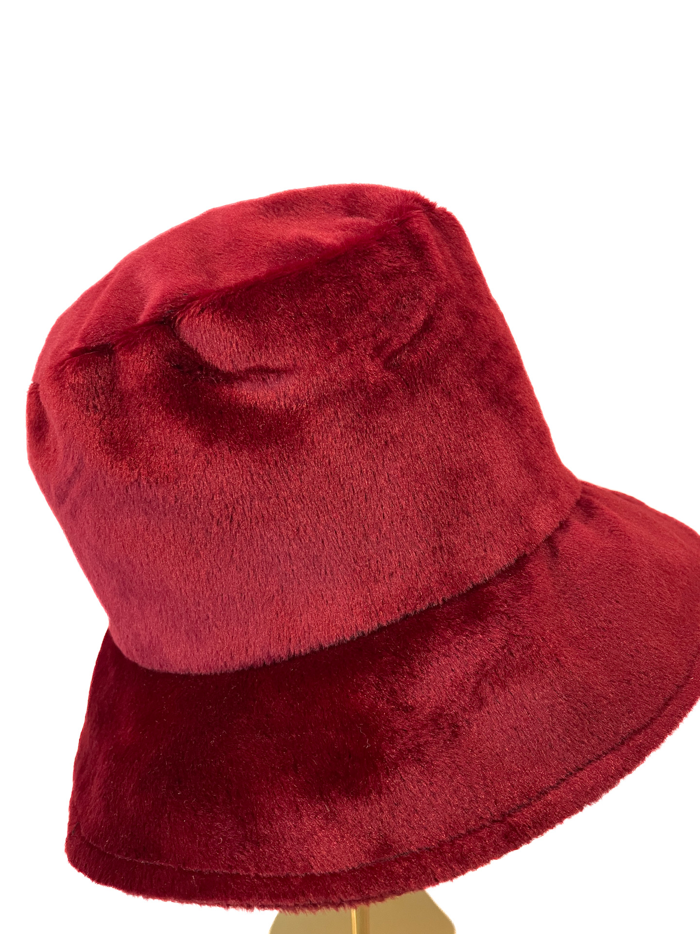 Bucket hat, dark red faux fur 57cm - Image 4