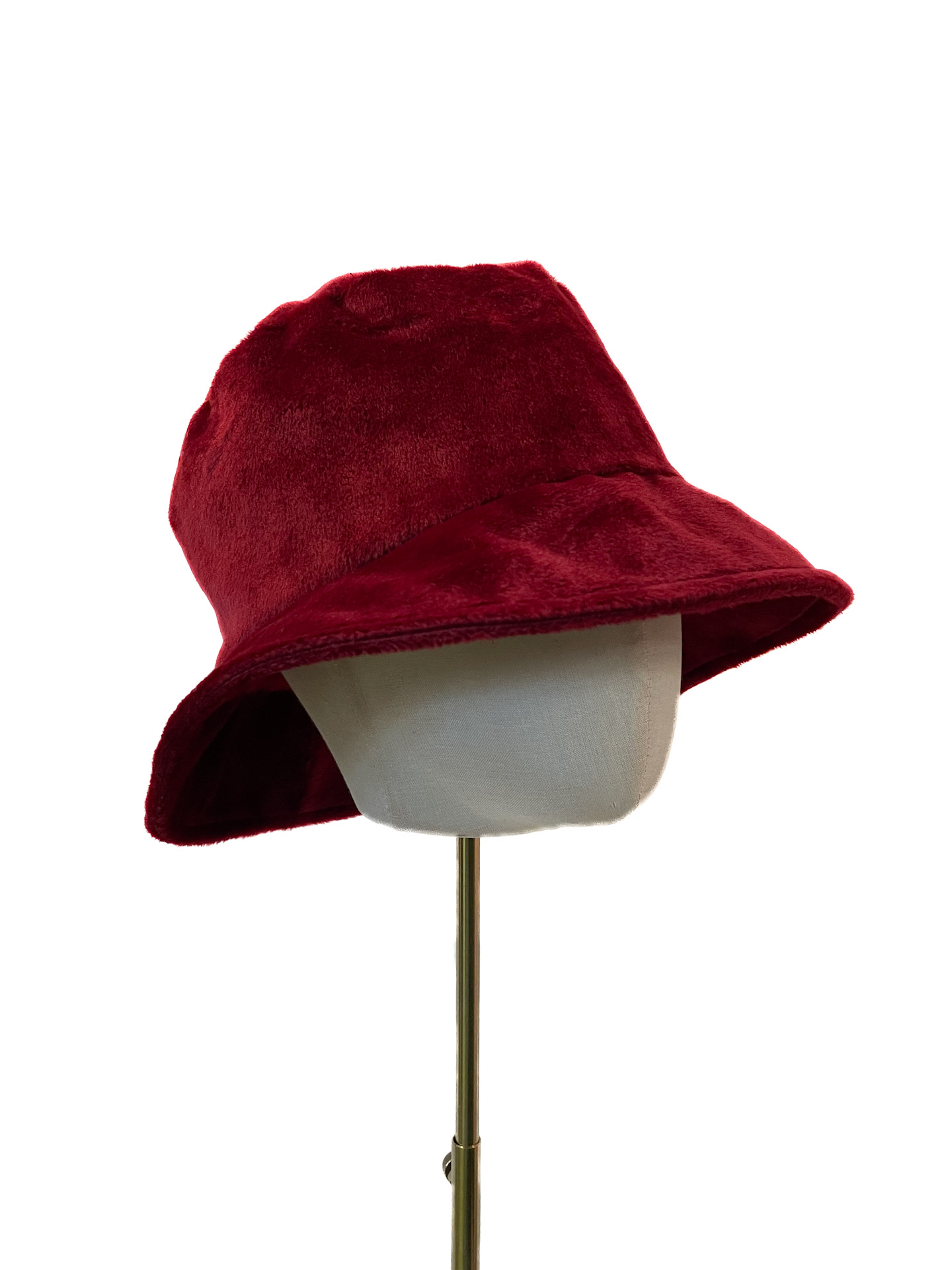 Bucket hat, dark red faux fur 57cm - Image 2