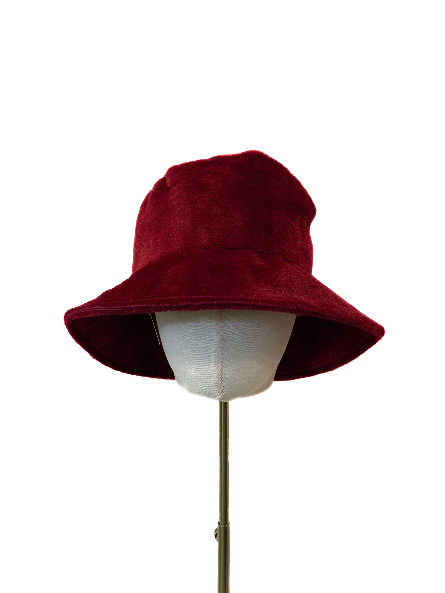 Bucket hat, dark red faux fur 57cm