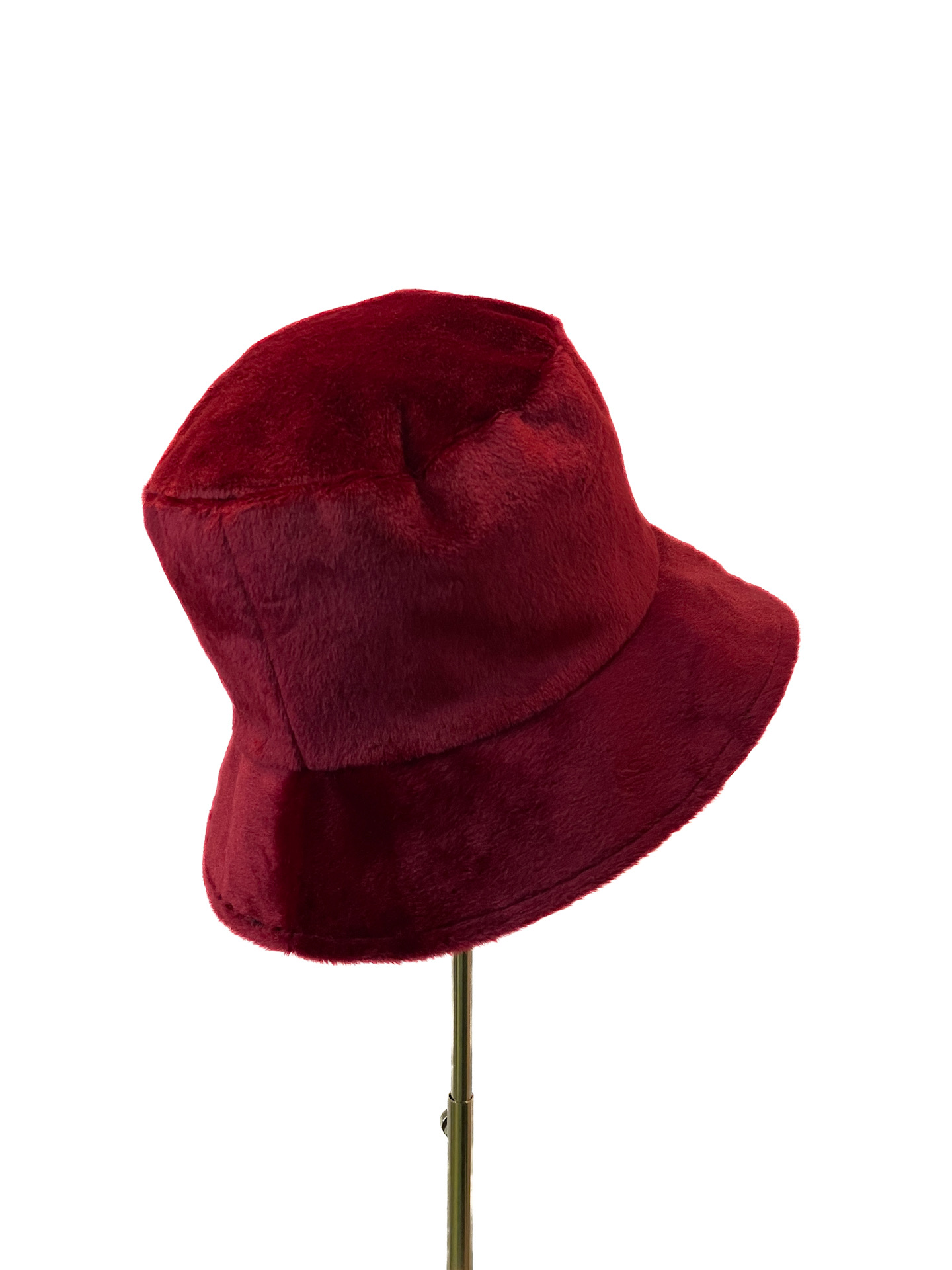Bucket hat, dark red faux fur 57cm - Image 3