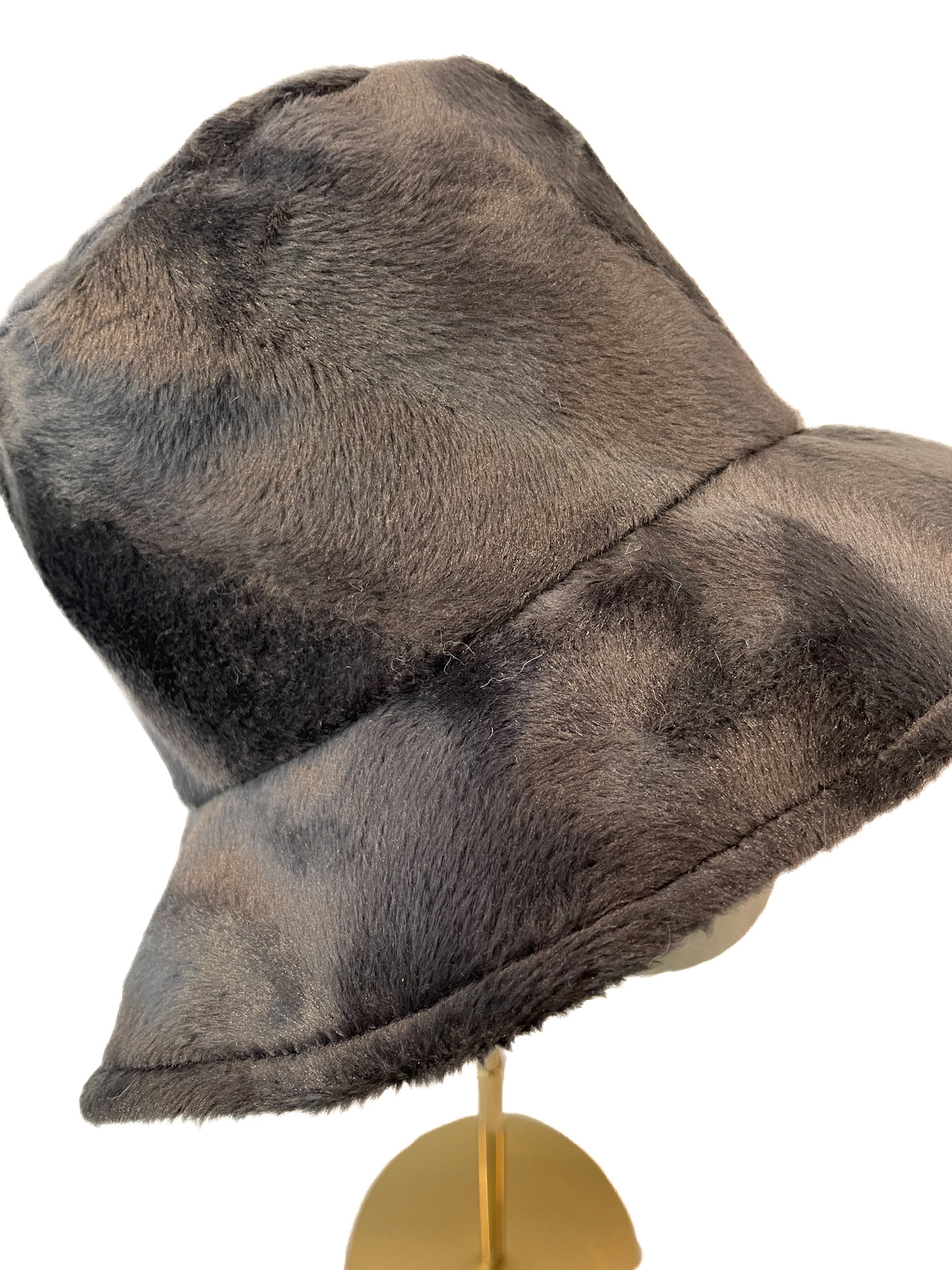 Bucket hat, dark grey faux fur 57cm - Image 4