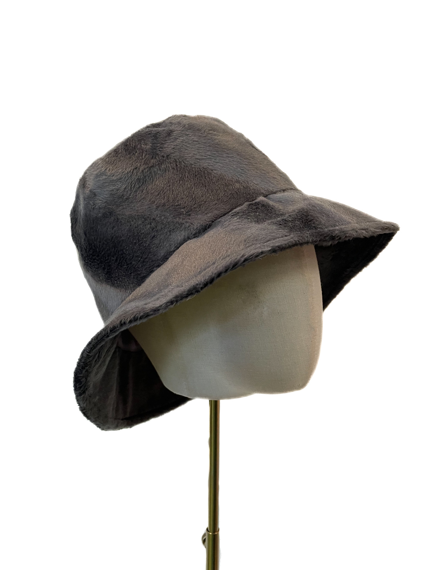 Bucket hat, dark grey faux fur 57cm - Image 2