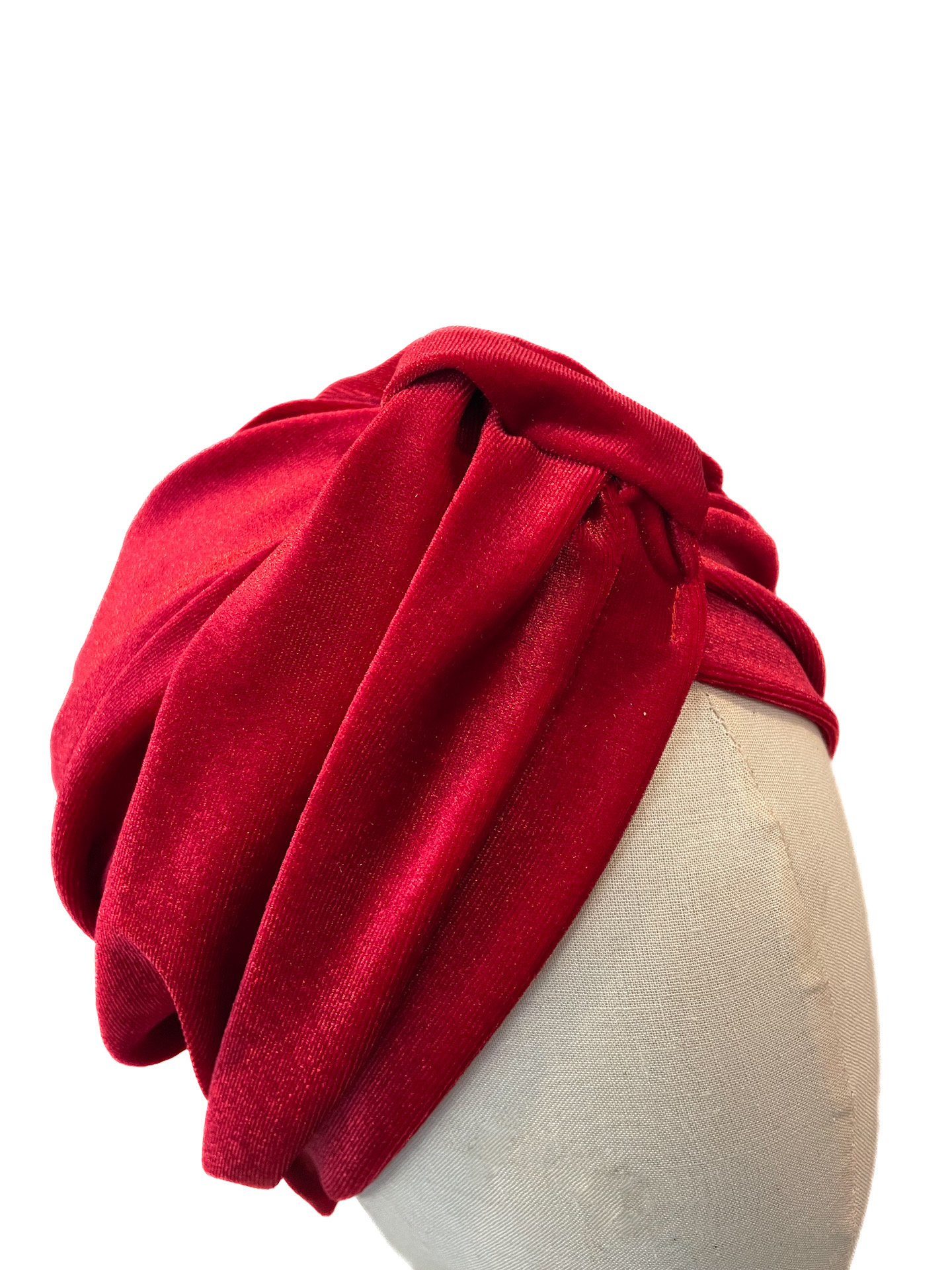 Turbaani Cassie, punainen sametti M (58-60cm) - Image 4