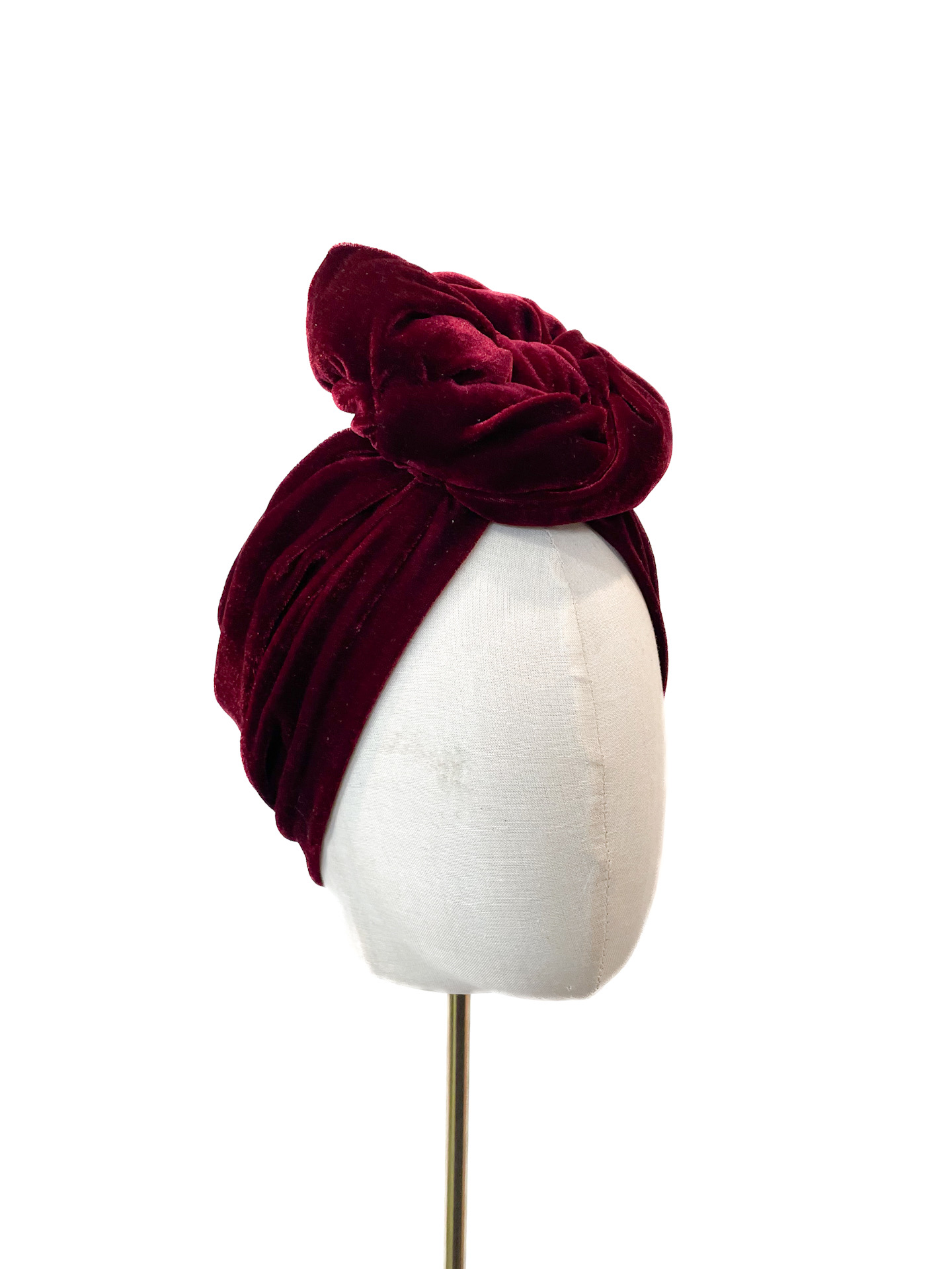 Turban Greta, claret velvet S (55-57cm) - Image 2