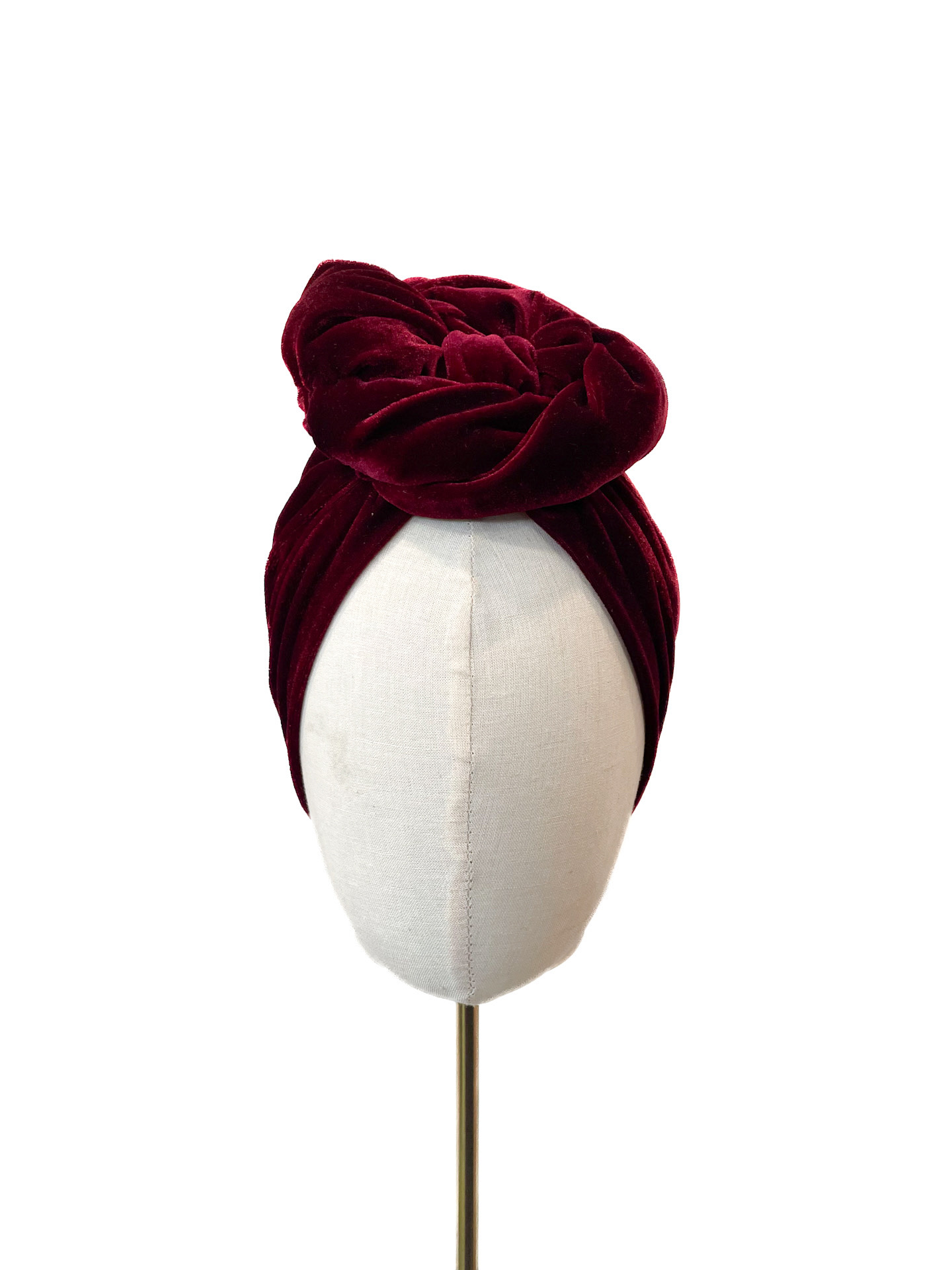 Turban Greta, claret velvet S (55-57cm)