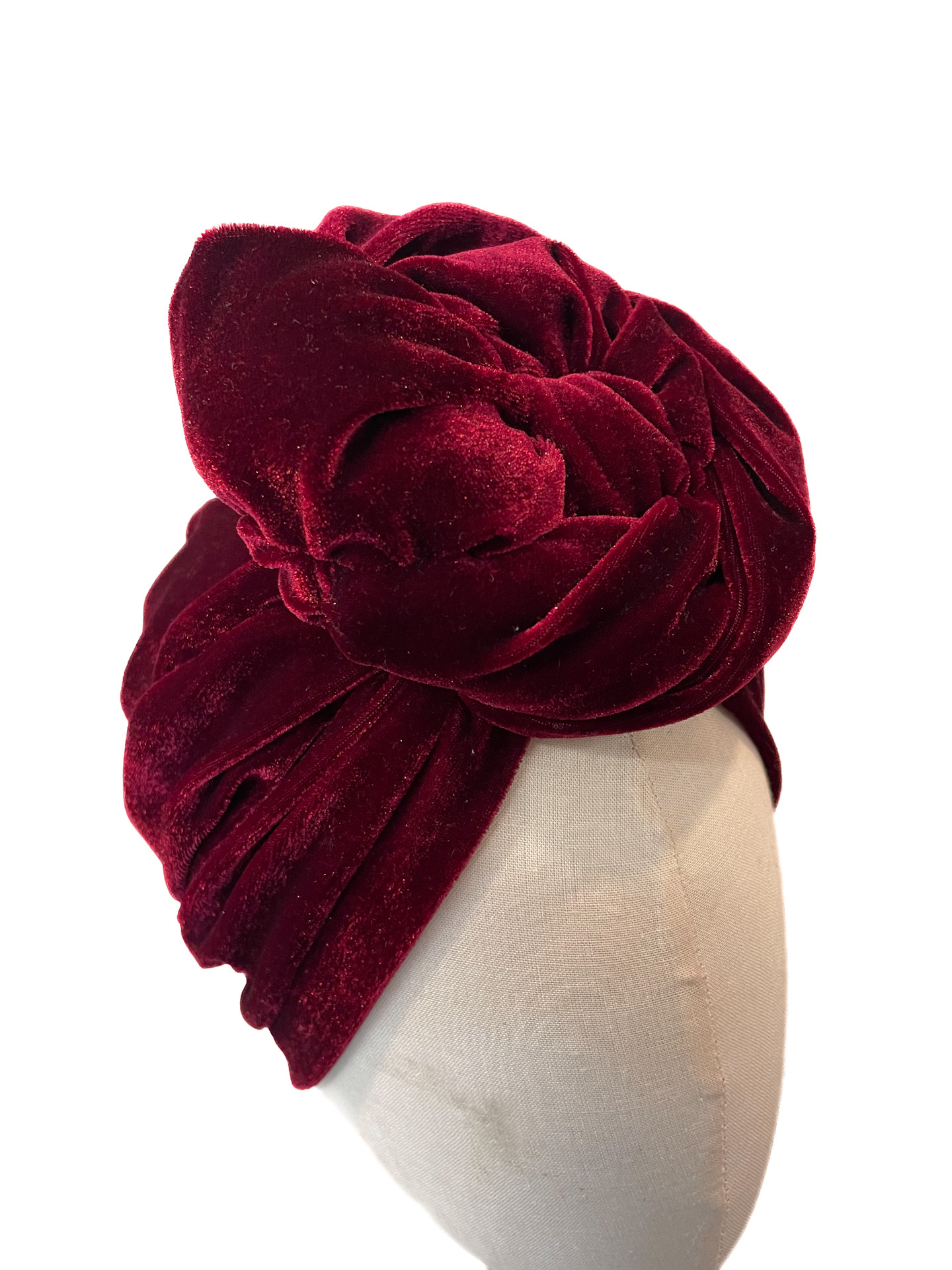 Turban Greta, claret velvet S (55-57cm) - Image 4