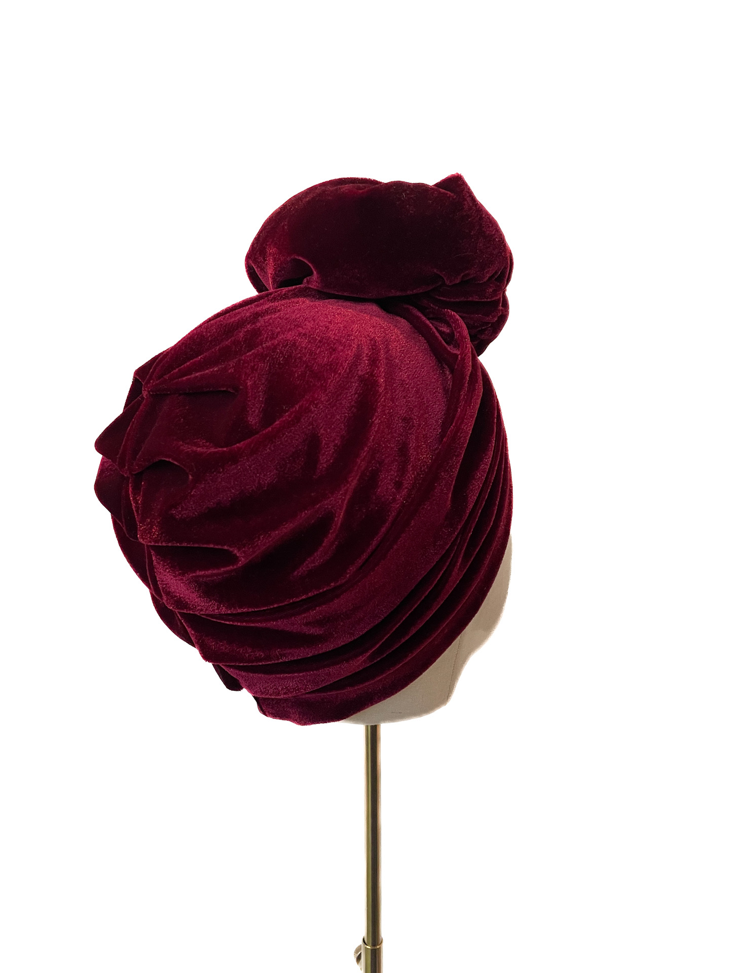 Turban Greta, claret velvet S (55-57cm) - Image 3