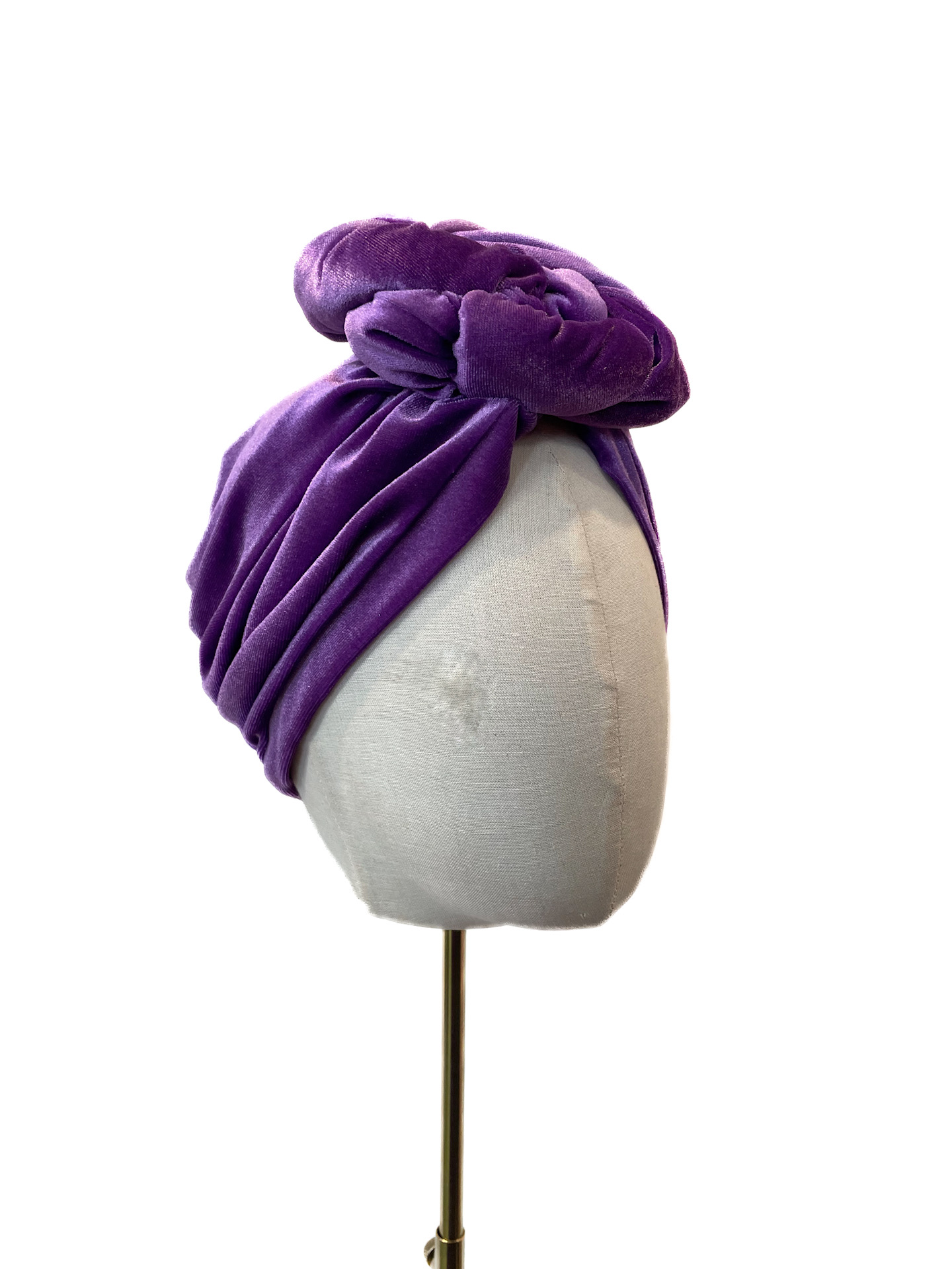 Turban Greta, purple velvet S (55-57cm) - Image 2