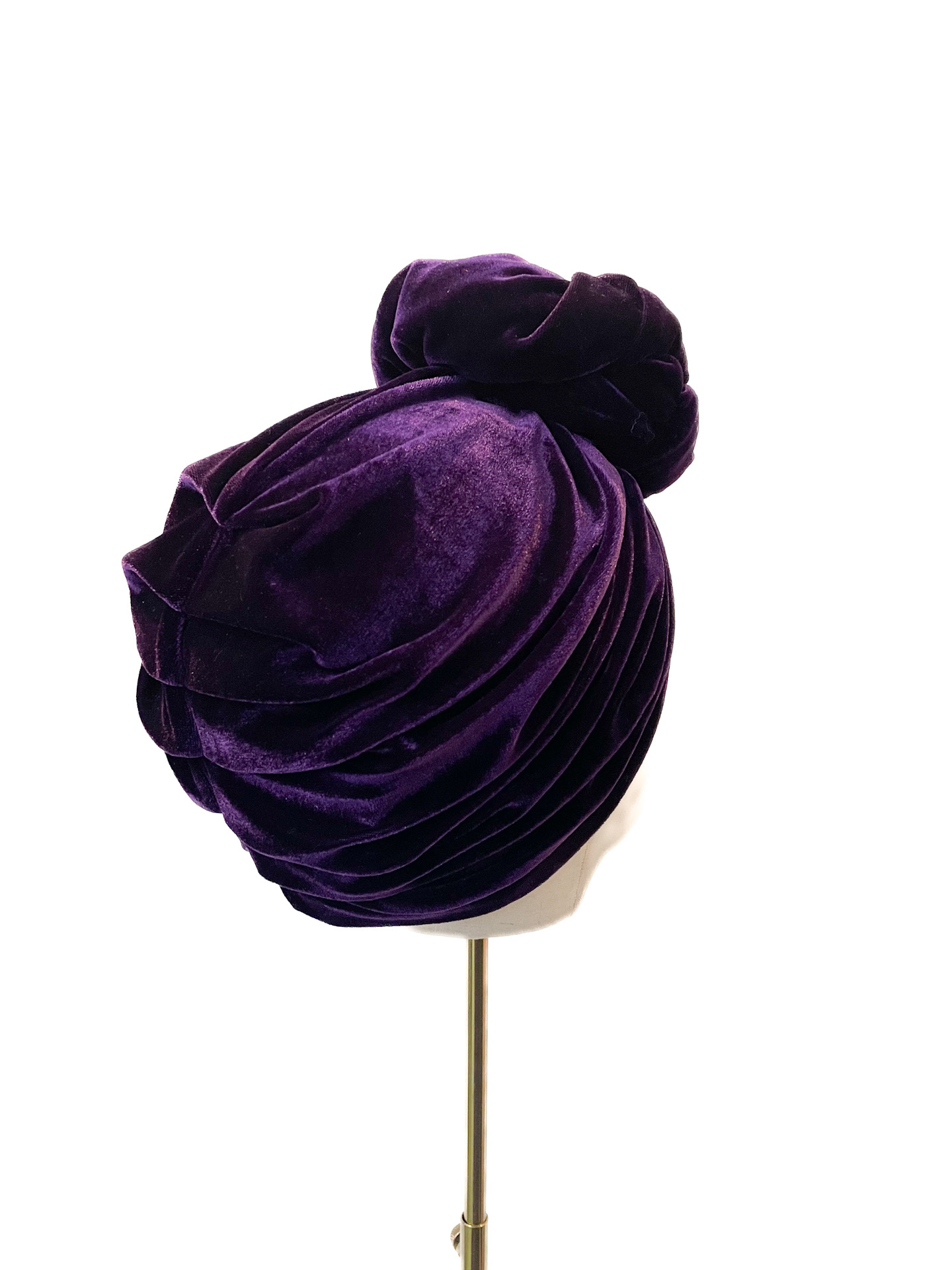 Turban Greta, dark purple velvet M (58-60cm) - Image 3