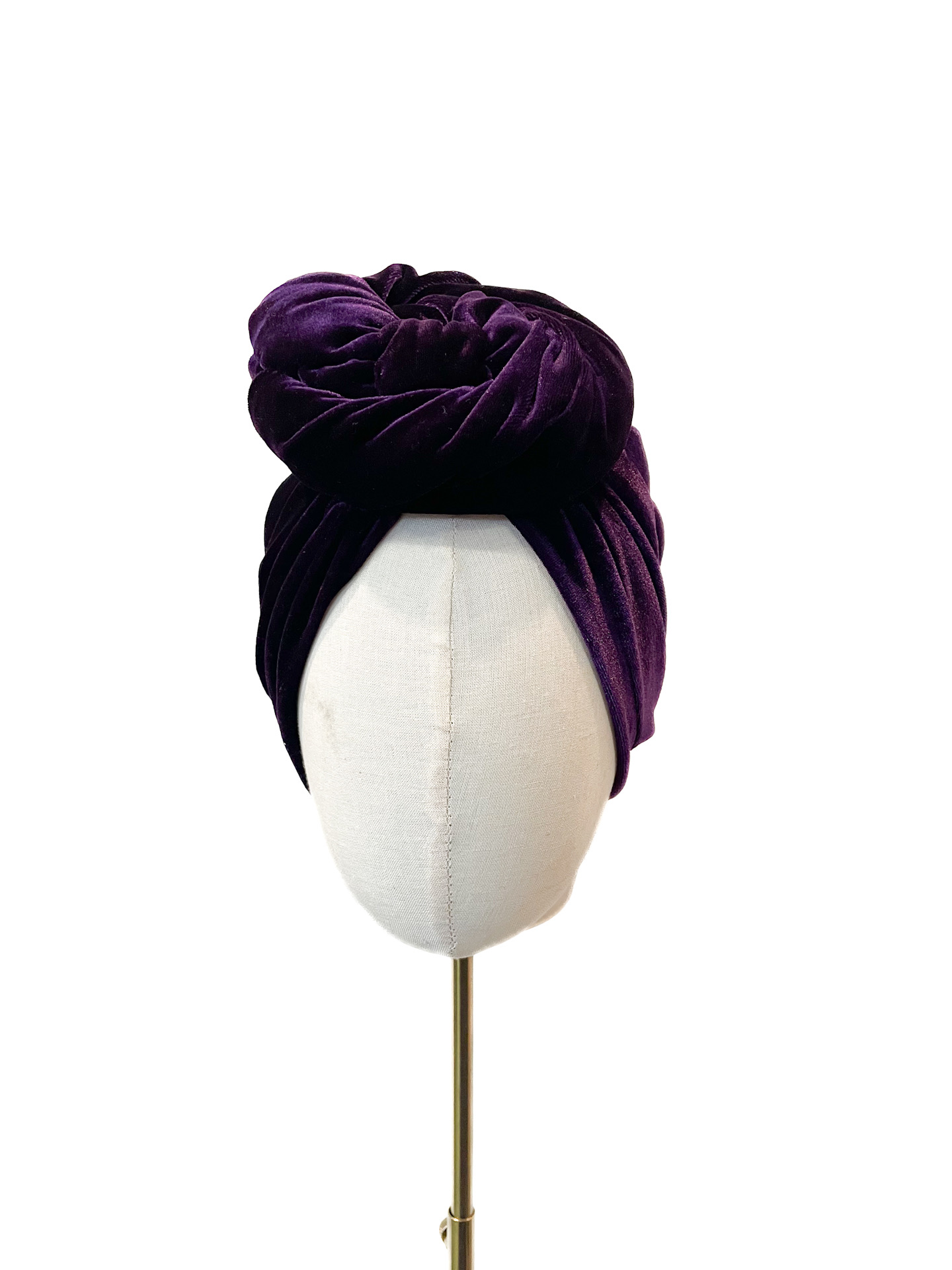 Turban Greta, dark purple velvet M (58-60cm)