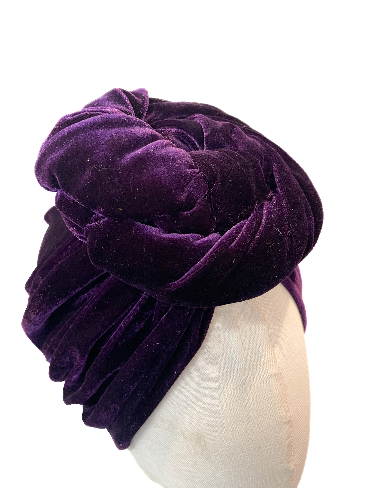 Turban Greta, dark purple velvet M (58-60cm) - Image 4
