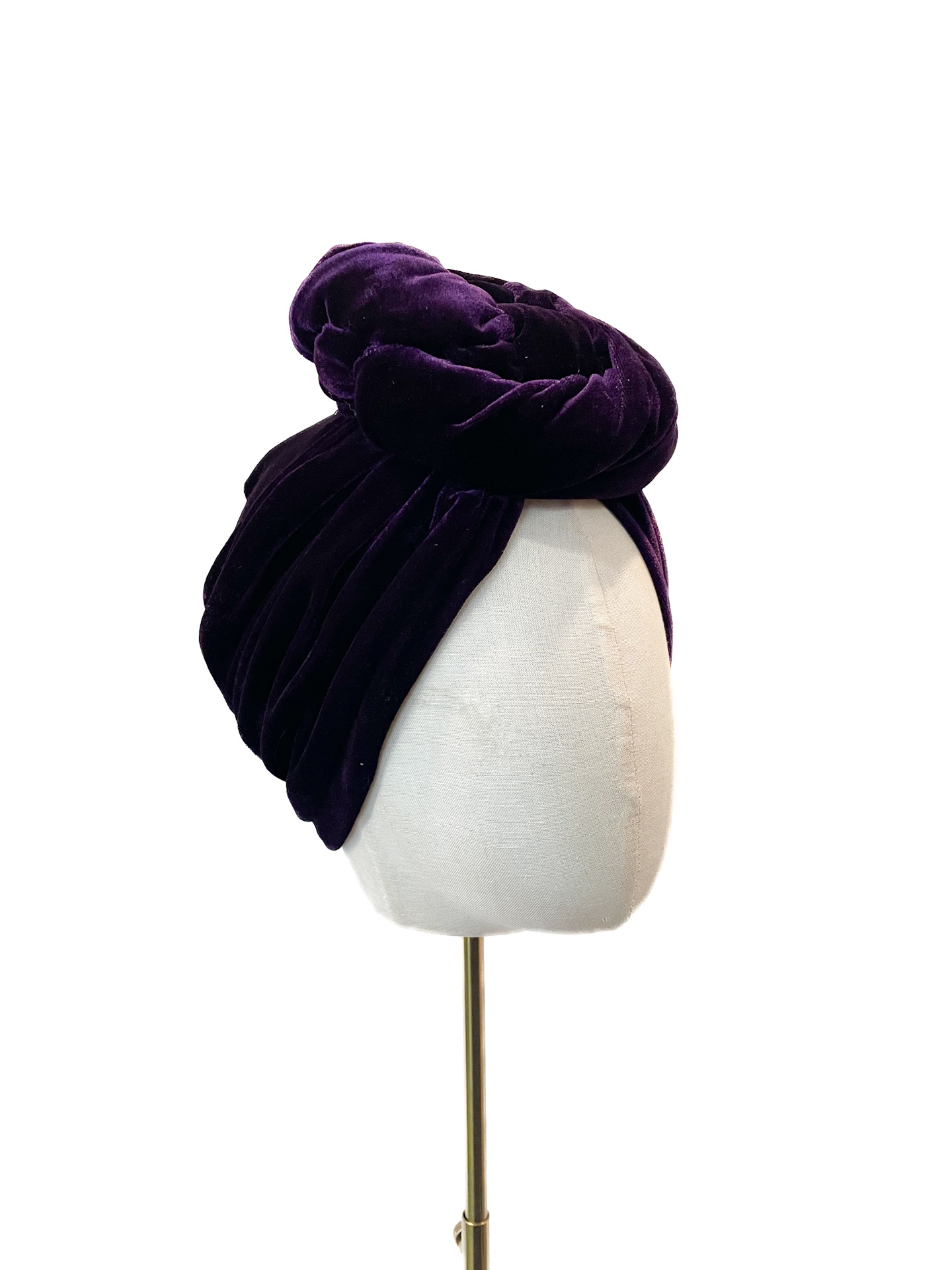 Turban Greta, dark purple velvet M (58-60cm) - Image 2