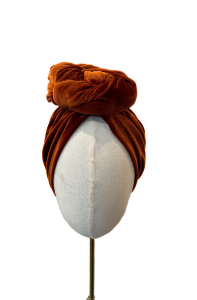 Turban Greta, rust orange velvet S (55-58cm)