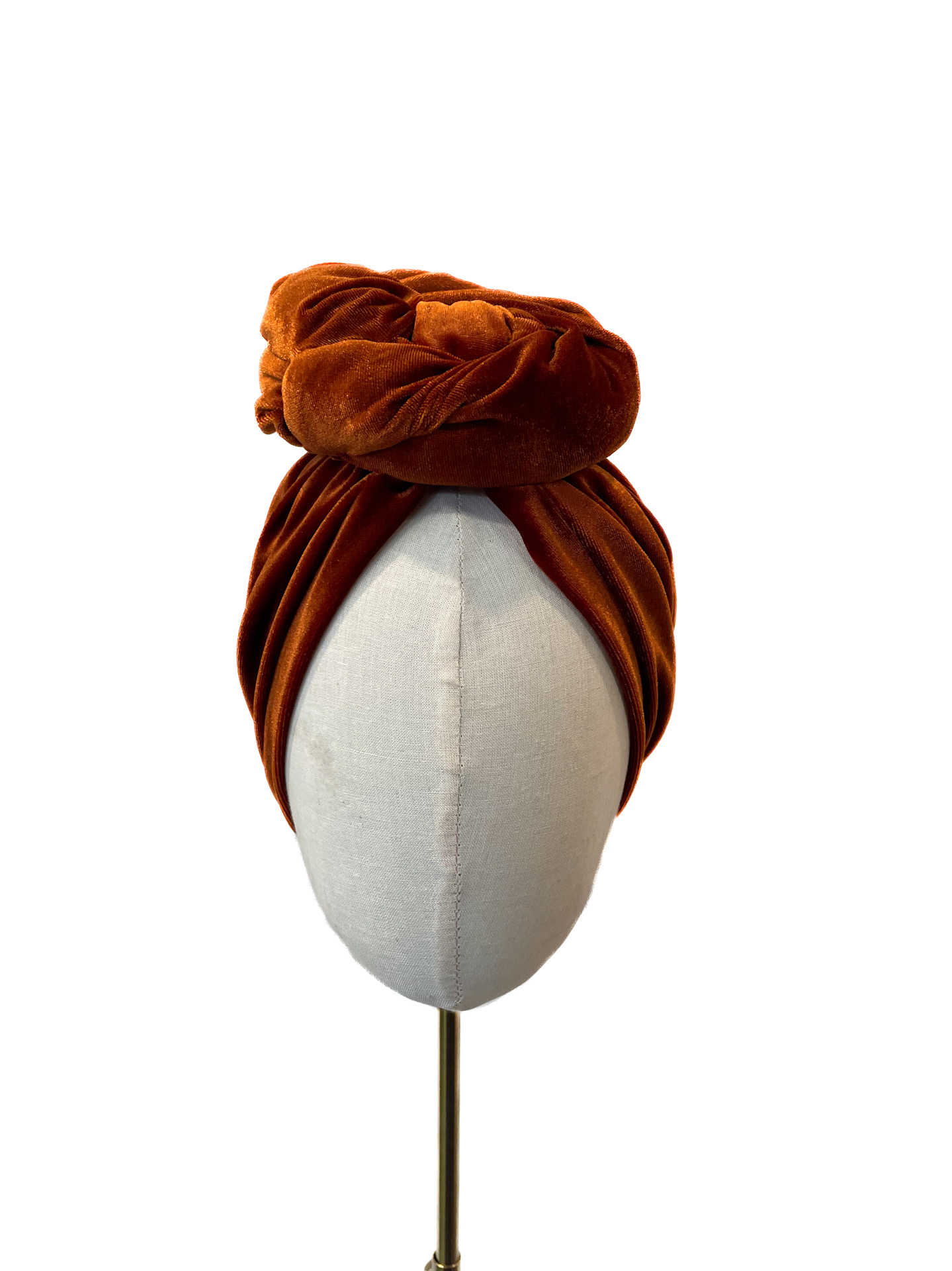 Turbaani Greta, ruosteenoranssi sametti S (55-58cm)