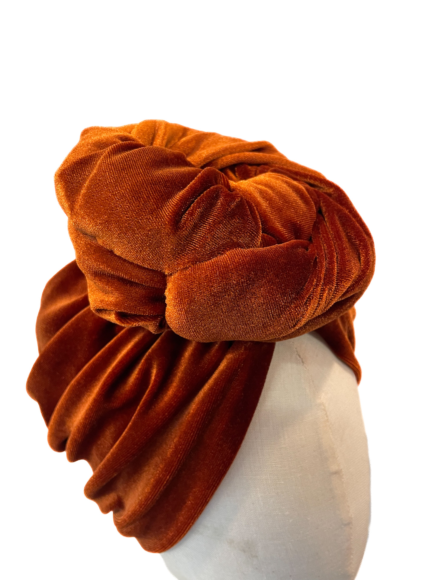 Turbaani Greta, ruosteenoranssi sametti S (55-58cm) - Image 4