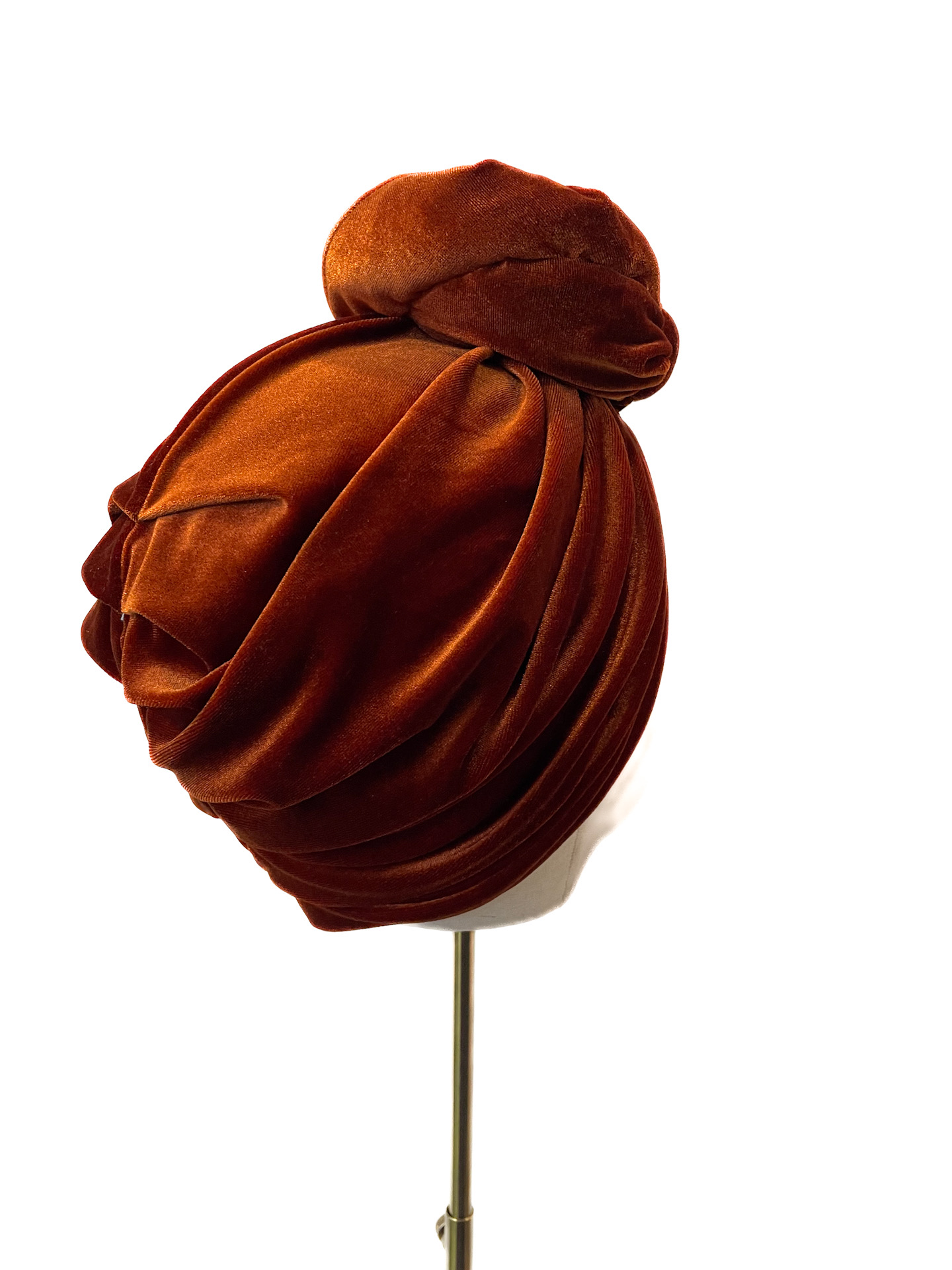 Turbaani Greta, ruosteenoranssi sametti S (55-58cm) - Image 3