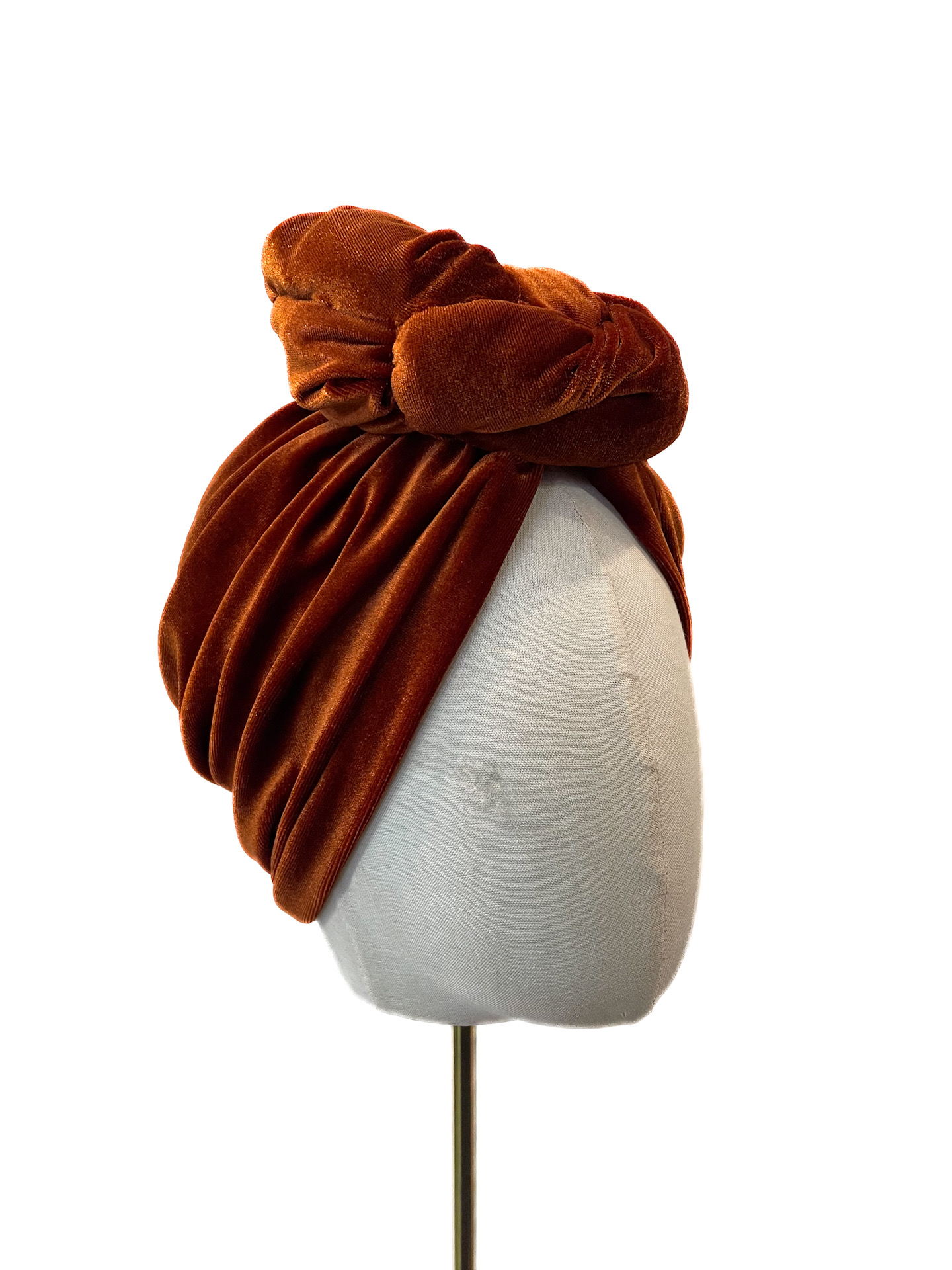 Turbaani Greta, ruosteenoranssi sametti S (55-58cm) - Image 2