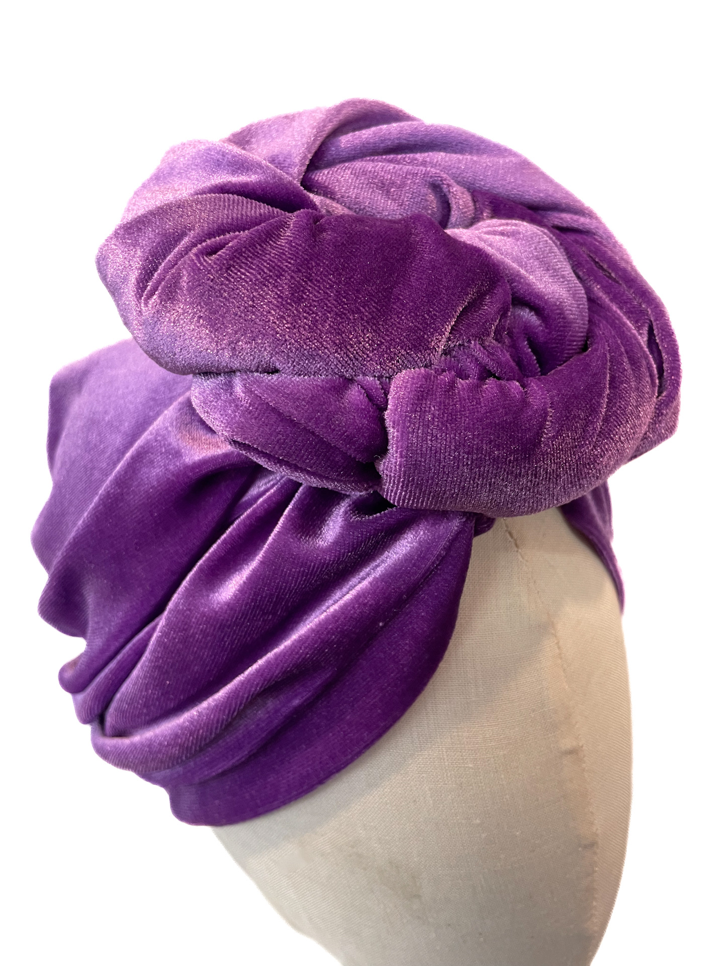 Turban Greta, purple velvet S (55-57cm) - Image 4